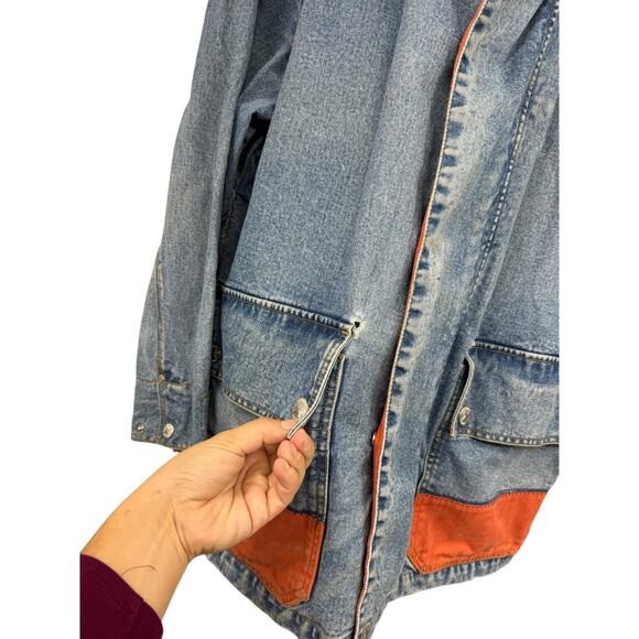 Vintage Y2K Nautica Distressed Denim Chore Style Jacket Men’s Size Large - Picture 8 of 16